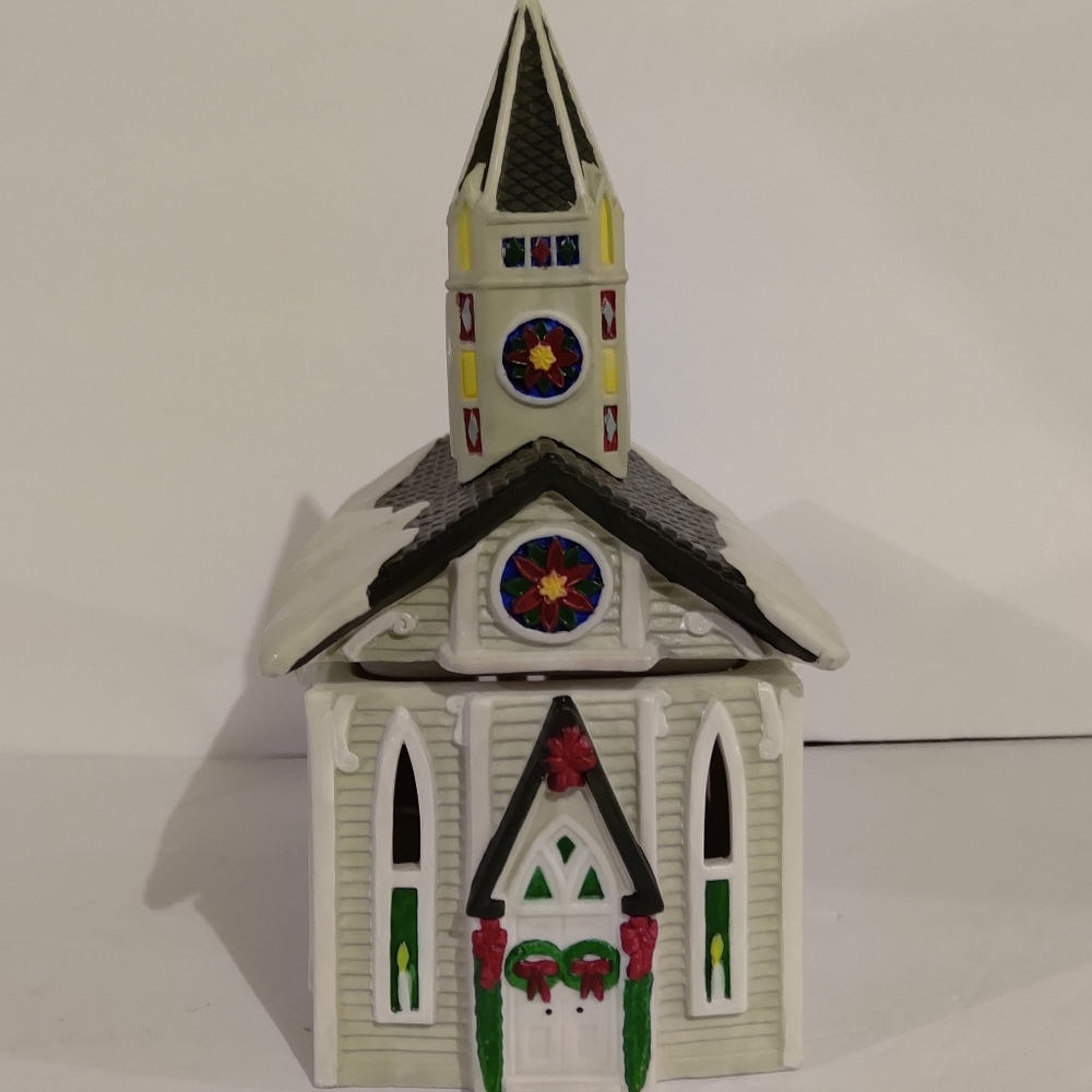 Hand Painted Victorian Church. "Christmas Memories", By Claire Burke. (1…